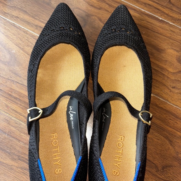 Rothy's The Point Mary Jane II Pointed Toe Flats in Black Crochet - Picture 5 of 8